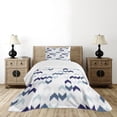 thumbnail image 4 of Ambesonne Ethnic Quilted Bedspread Set 2 Pcs, Ikat Chevron Zig Zag, Twin Size, Slate Blue Purple White, 4 of 5