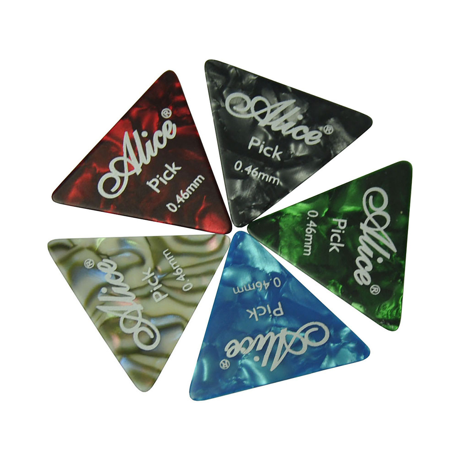 100Pcs Alice 355 Shape Triangle Guitar Picks Celluloid Plectrums 6 Gauges Mixed