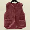 thumbnail image 2 of VISALY Faux Lamb Wool Vest Women Winter Warm Plush Thick Sleeveless Jackets Casual Zipped Up Winter Warm Sherpa Jacket Outwear with Pockets Red Xxxl/180, 2 of 7