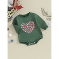 thumbnail image 3 of Wassery Newborn Baby Boys Girls Christmas Romper Outfit Newborn Long Sleeve Heart Print Hoodie Bodysuits 6 9 12 18 Months Infant Boys Girls Christmas Clothes 0-18M, 3 of 9