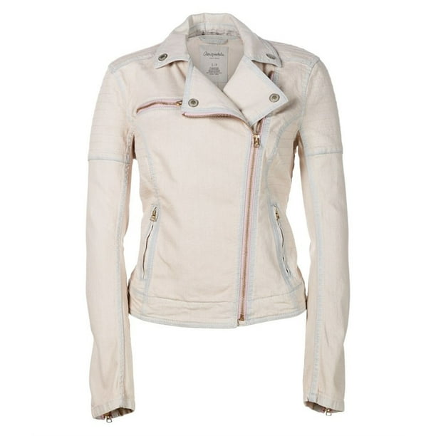 Aeropostale Chaqueta vaquera de mezclilla para mujer color lavado beige mediana Aeropostale Chaqueta de jean Bodega Aurrera en linea