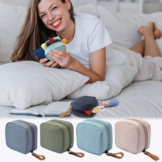 Xihbxyly Bolsa Portátil para Guardar Labiales, Organizador de Maquillaje Compacto, Espacioso Pero Pequeño, Práctico Compañero de Viaje, Opciones Multicolor, Tela Resistente, Moderno, para Uso Diario,