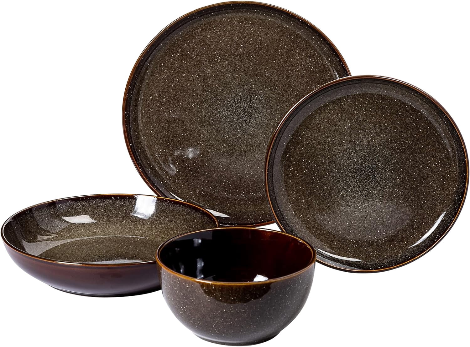 Gibson Elite Edwina Reactive Stoneware Dinner Bowls, Set of Four, Durable and Microwave Safe