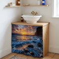 thumbnail image 4 of Beach Reef Cabinet Curtains 35"W x 35"L, Beach Sunset Ocean Waves Natural Scenery Sink Skirt for Bathroom Vanity Kitchen Self Adhesive, Dust-Proof Privacy Curtain for Shelves Closet Laundry Pantry, 4 of 9