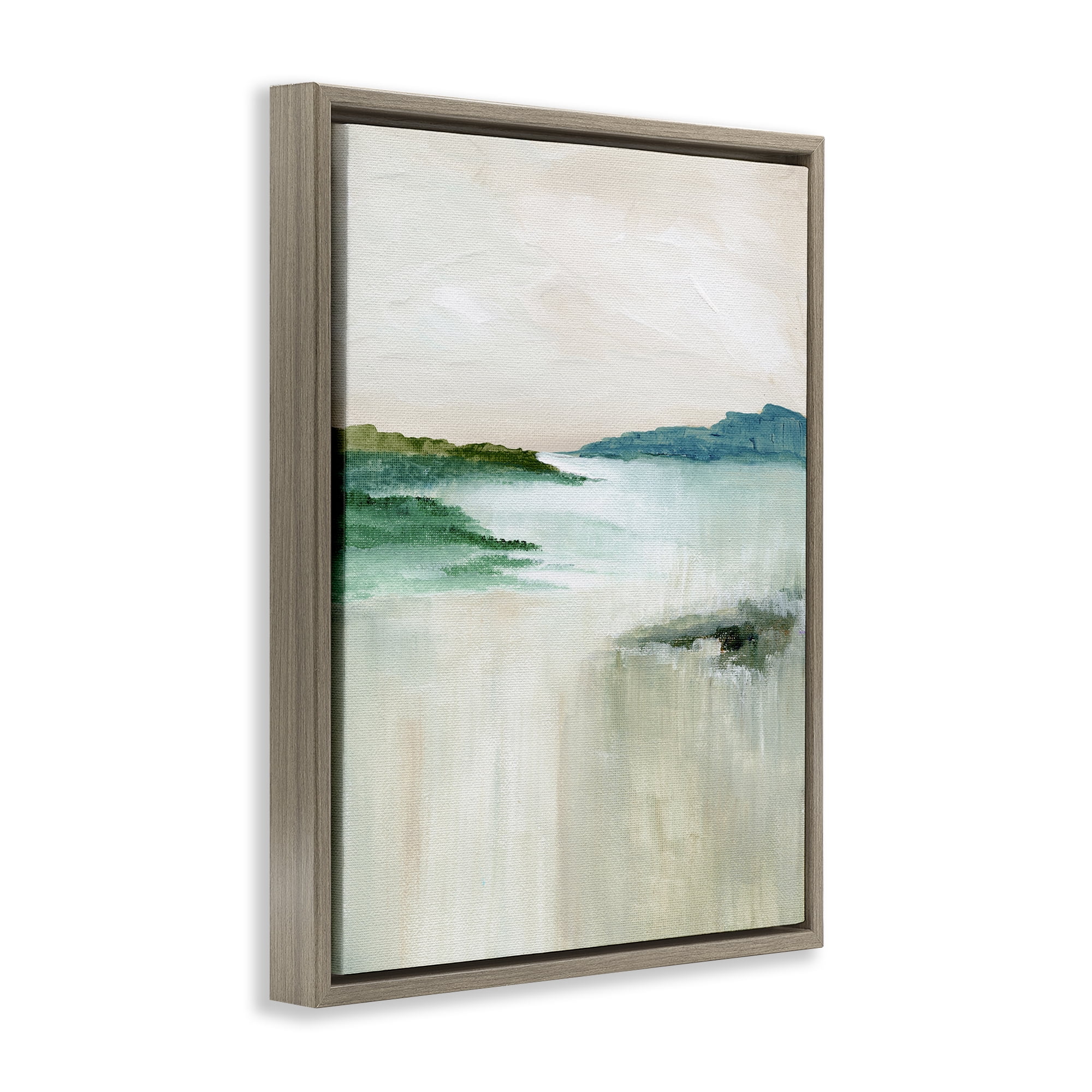 Stupell Industries Blue Tone Misty Landscape Landscape & Nature Painting Brown Floater Framed Canvas Art Print Wall Art, 25 x 31