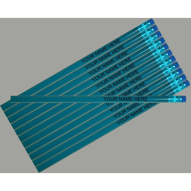 ezpencils - Personalized Cyan Round Pencil - 12 pkg - ** FREE PERZONALIZATION **