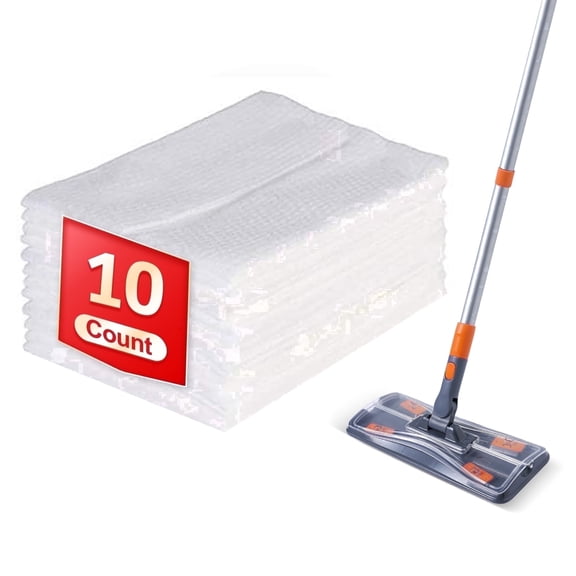 YOCADA Dry Mop with 10 Pcs Disposable Non-Woven Refills ,Floor & Wall Cleaning Mop ,Orange​