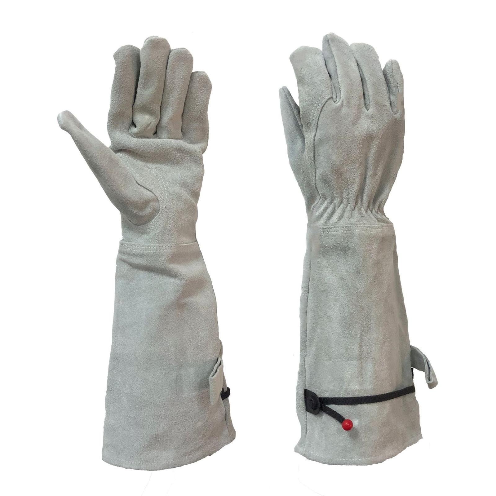 UJNDER Cowhide Long Tube Gardening Needle Proof Labor Garden Gloves for Heavy Duty and Comfort in Yard Work Light Gray