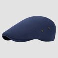 thumbnail image 2 of Men's Classic Herringbone Newsboy Cap Cotton Flat Hat with Adjustable Fit Washed Beret Style for Golf Driving Cabbie Casual Look (Navy), 2 of 4