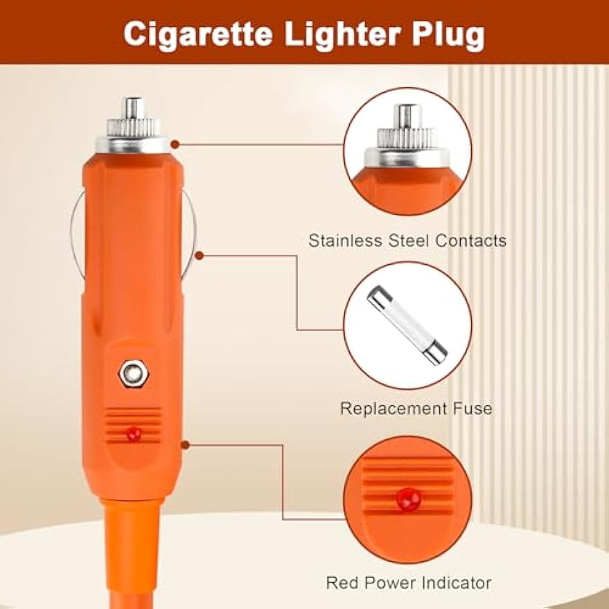 CoolStuff 14AWG Car Cigarette Lighter Charger Cable 6FT,12V/24V DC 8mm Car Charging Cable 15A with DC7909/8020 Plug Compatible with Jackery,BLUETTI,Anker,GRECELL,Goal Zero Yeti Portable Power Station