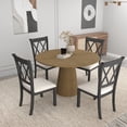 thumbnail image 2 of Roundhill Furniture Delta 5-Piece Round Dining Set, Pedestal Dining Table with 4 Cross-back Chairs, Driftwood, 2 of 13