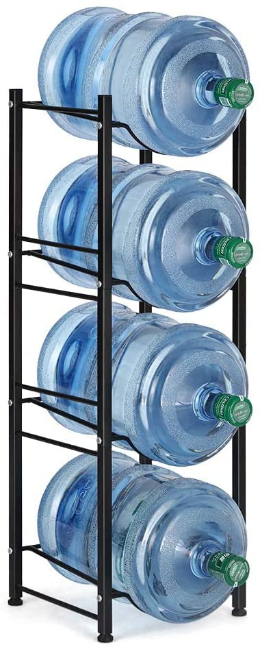 White Water Bottle Storage Rack,4-Tier Water Cooler Jug Rack Detachable Heavy Rack Water Dispenser Save Space Organizer 