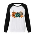 thumbnail image 4 of SwiftWear Fall Season Pumpkin Pattern Sweatshirt for Women Comfort Fit Raglan Long Sleeve Pullover Tops Thanksgiving Halloween Theme Casual Wear with Leaf Motifs Black, 4 of 4