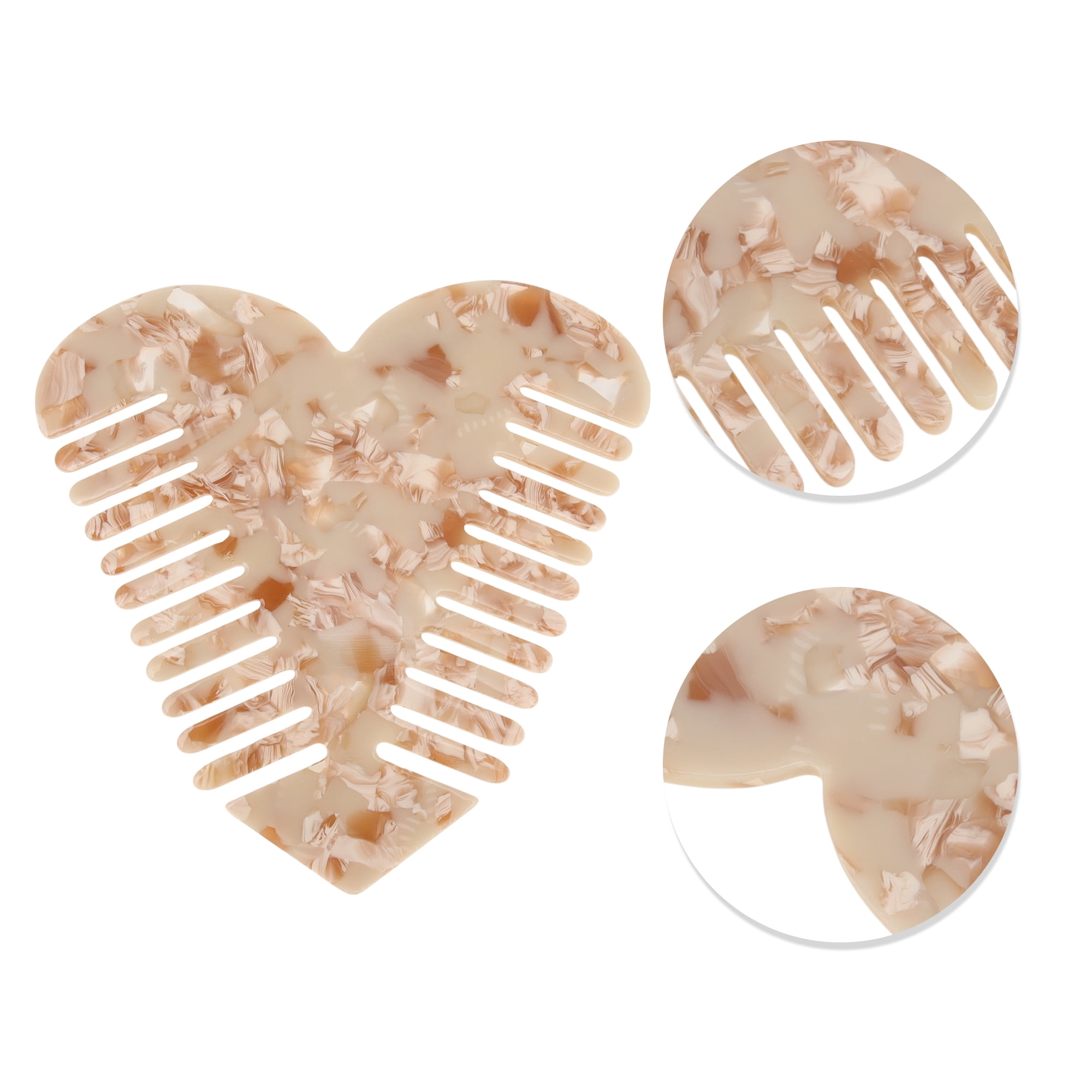 Unique Bargains 1 Pc Heart Shaped Hair Comb for Effortless Hair Care Styling White, Brown