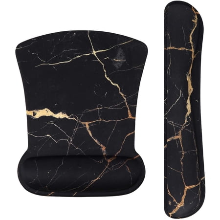 MoKo Mouse Pad And Wrist Rest, Ergonomic Memory Foam Mouse Pad, School Supplies, Non-Slip PU Rubber Base For Office/Computer/Gamer - Green Marble