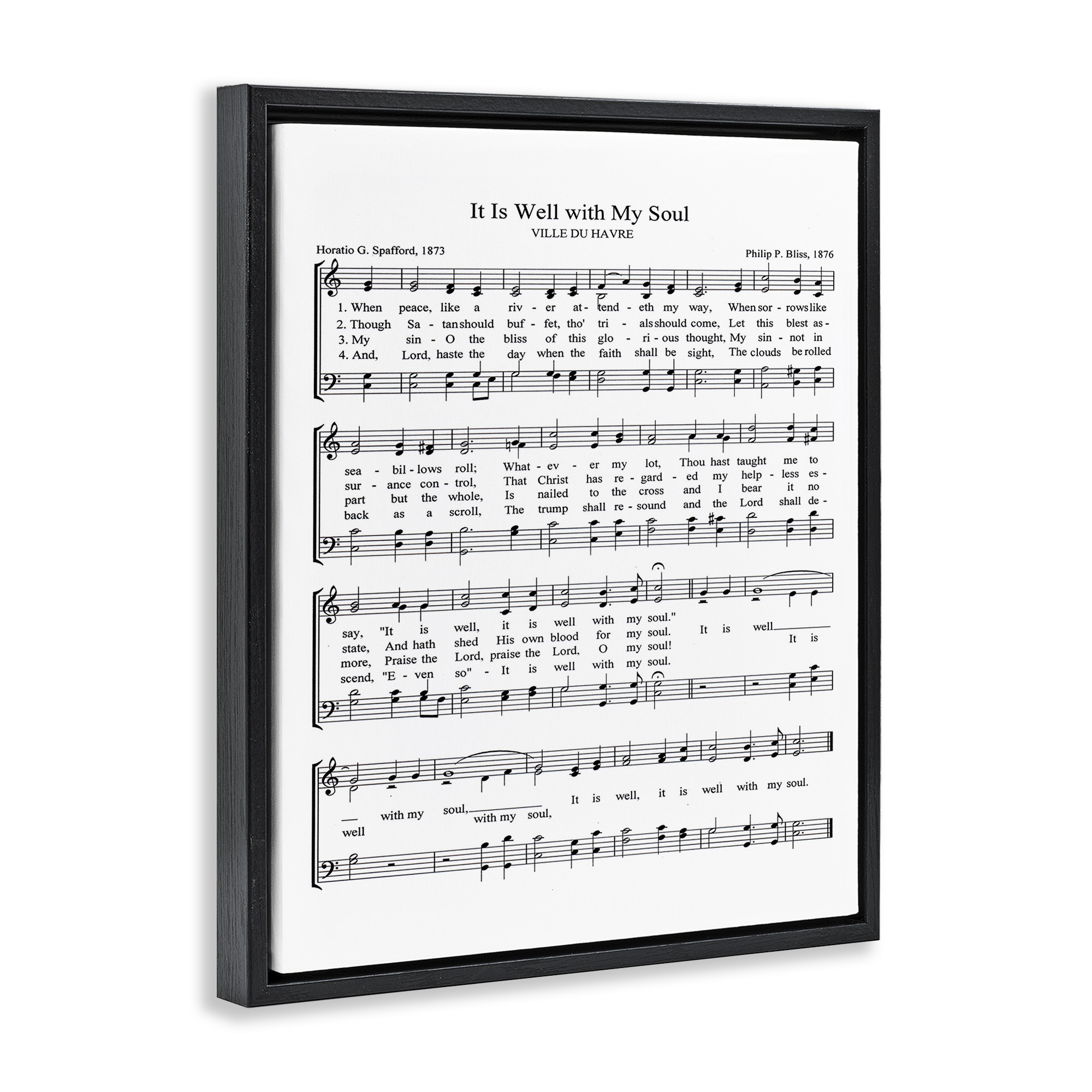 Stupell Industries Well With My Soul Sheet Music Beauty & Fashion Painting Black Floater Framed Canvas Art Print Wall Art, 25 x 31