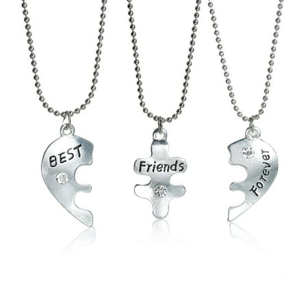 - 3 pc Necklace Ball Chain Broken Heart Message