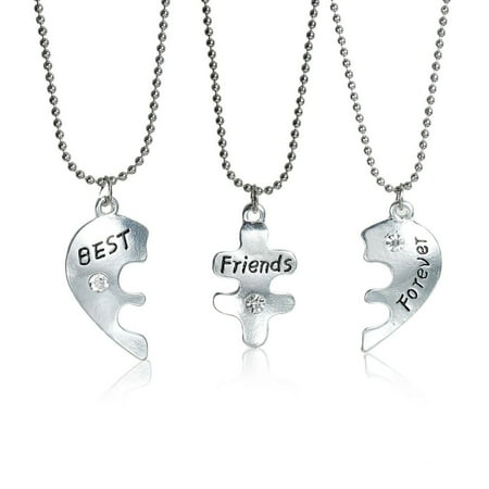 3 pc Necklace Ball Chain Broken Heart Message 