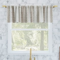 Archaeo Slub Texture Stripe Cotton Cafe Curtain Valance, 52"W X 14"L, Linen/White