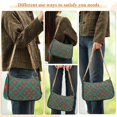 thumbnail image 5 of Womens Chain Shoulder Bag Green and Red Lattice Grid Classic Tote Handbags Fashion Clutch Hobo Purse with Zipper for Travel Casual, 5 of 7