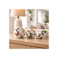 thumbnail image 2 of Decorative Ceramic Orbs for Home Decor - Butterfly Ornaments for Bathroom, Office, Room, and Living Room - Sculpture Accents for Shelf and Coffee Table Decor - Set of 3, 6", 5", 4", White & Orange, 2 of 11