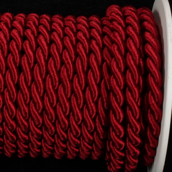 Wine Red Braided Cording Wired Craft Ribbon 0.25" x 17 Yards