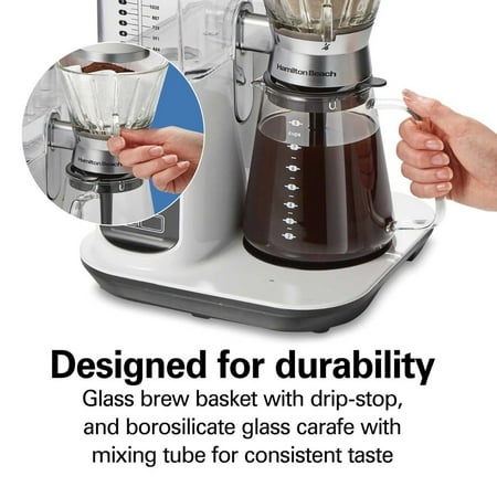 Hamilton Beach - Convenient Craft 8-Cup Automatic or Manual Pour-Over Coffee Maker - WHITE