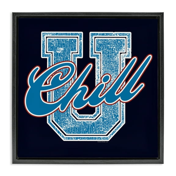 Stupell Industries Chill U Varsity Style Text & Numbers Painting Black Floater Framed Canvas Art Print Wall Art, 18 x 18