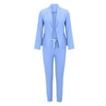 thumbnail image 6 of FRSASU Blazer Sets Women 2 Piece Elegant Business Solid Casual Outfits Dressy Long Sleeve Blazer and Pant Suits Slim Fit office Work Sets Blue, 6 of 6