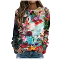 thumbnail image 1 of Camiseta de manga larga con cuello redondo y estampado de flores informal a la moda para mujer Fridja  bvmnju2114, 1 of 6