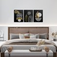 thumbnail image 2 of Geometry Canvas Wall Art for Living Room,Minimalism Botanical Wall Art Black Grey and White Line Leaf Poster Prints,Gold Leaves Mid Century Half Round Circular Stripes 3pcs Pictures Boho Wall Decor, 2 of 5
