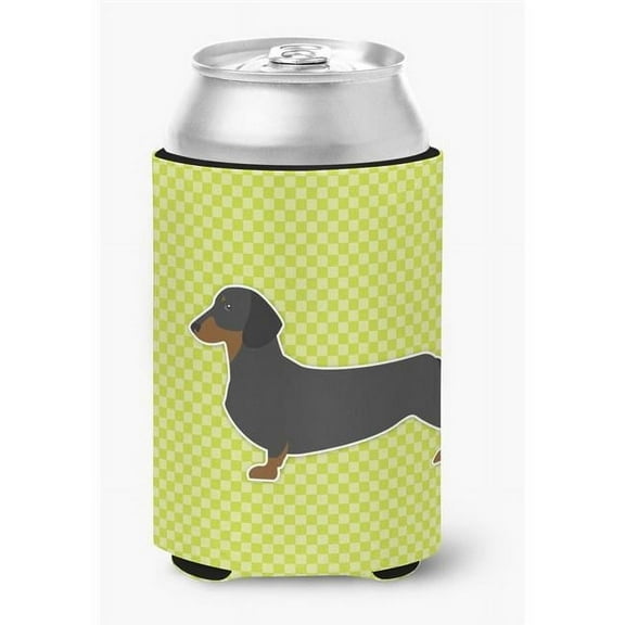 Dachshund Checkerboard Green Can or Bottle Hugger