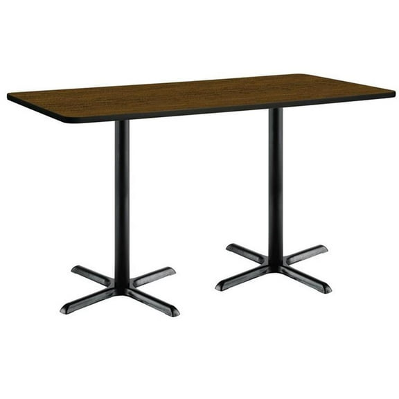 KFI Studios Mode 3' x 6' Bistro Table, Walnut, Black Base