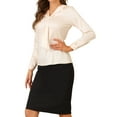 thumbnail image 4 of Allegra K Women's Tie Neck Long Sleeve Elegant Button Cuff Office Shirt, 4 of 6