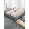 thumbnail image 5 of 1pc 32.5*32.5*9cm Grey (24 Grid) Foldable Linen & Non-woven Fabric Washable Bra & Sock Storage Box, 5 of 5
