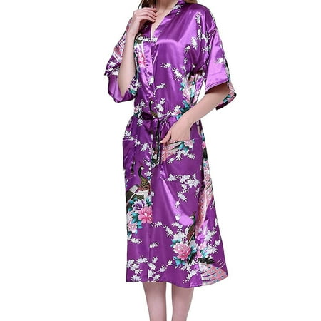 

Lingerie For Women Bathrobes Kimono Long Dressing Gown Robe Dress Nightwear