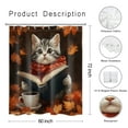 thumbnail image 4 of NEONWE Fall Cat Shower Curtain Funny Kitten Orange Maple Leaf Autumn Forest - Rustic Scenery Thansgiving Bathroom Decor, Easy Care Polyester Fabric 72x60 Inch with Hooks, 4 of 6