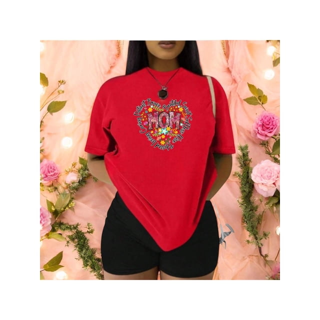 Playera MOM con Palabras de Amor – Regalo Perfecto para Mamá este 10 de Mayo Color Rojo Talla Extra Grande Marca Emil SaEs