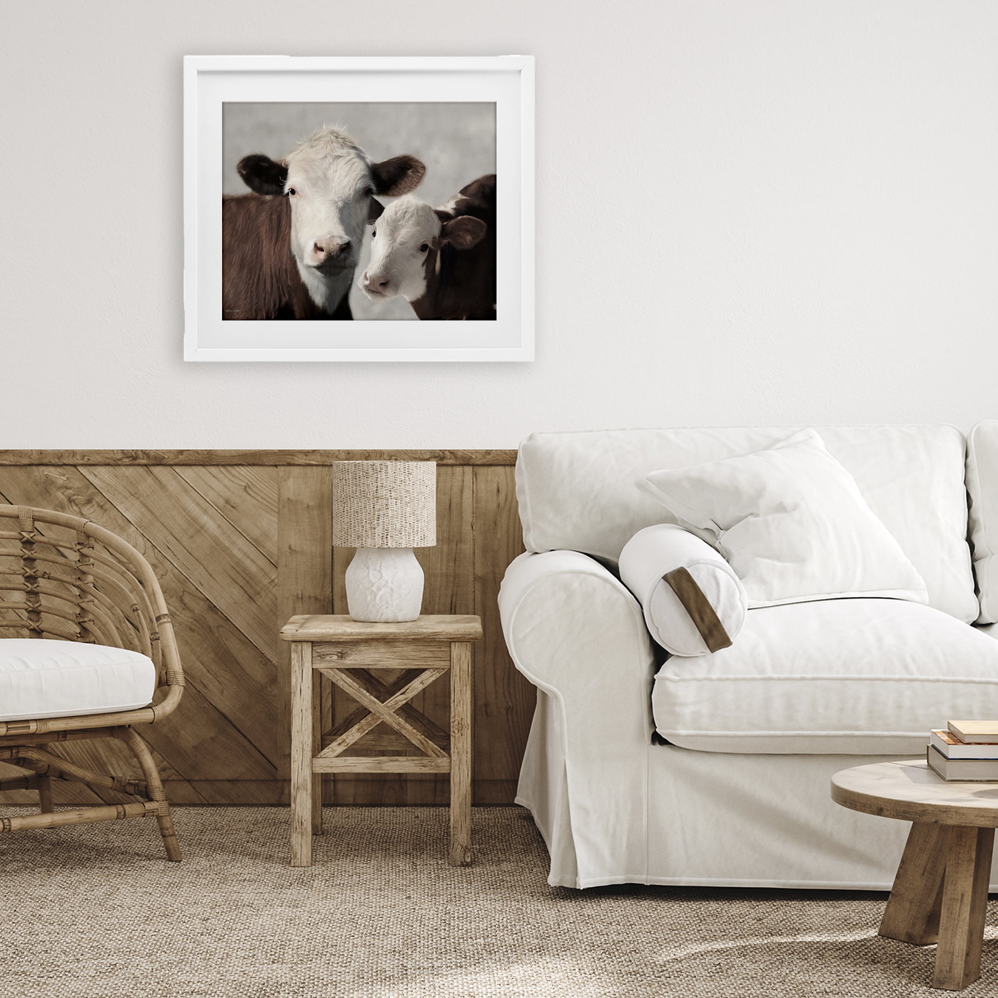 Stupell Industries Mommy & Me Cows White Framed Print Under Glass, design by Lori Deiter