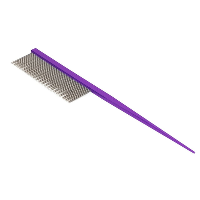 Dog Comb, Pet Hair Comb Removes Matted Fur Effective With Long And Short Stainless Steel Teeth For Long Short Haired Dogs And Cats Purple