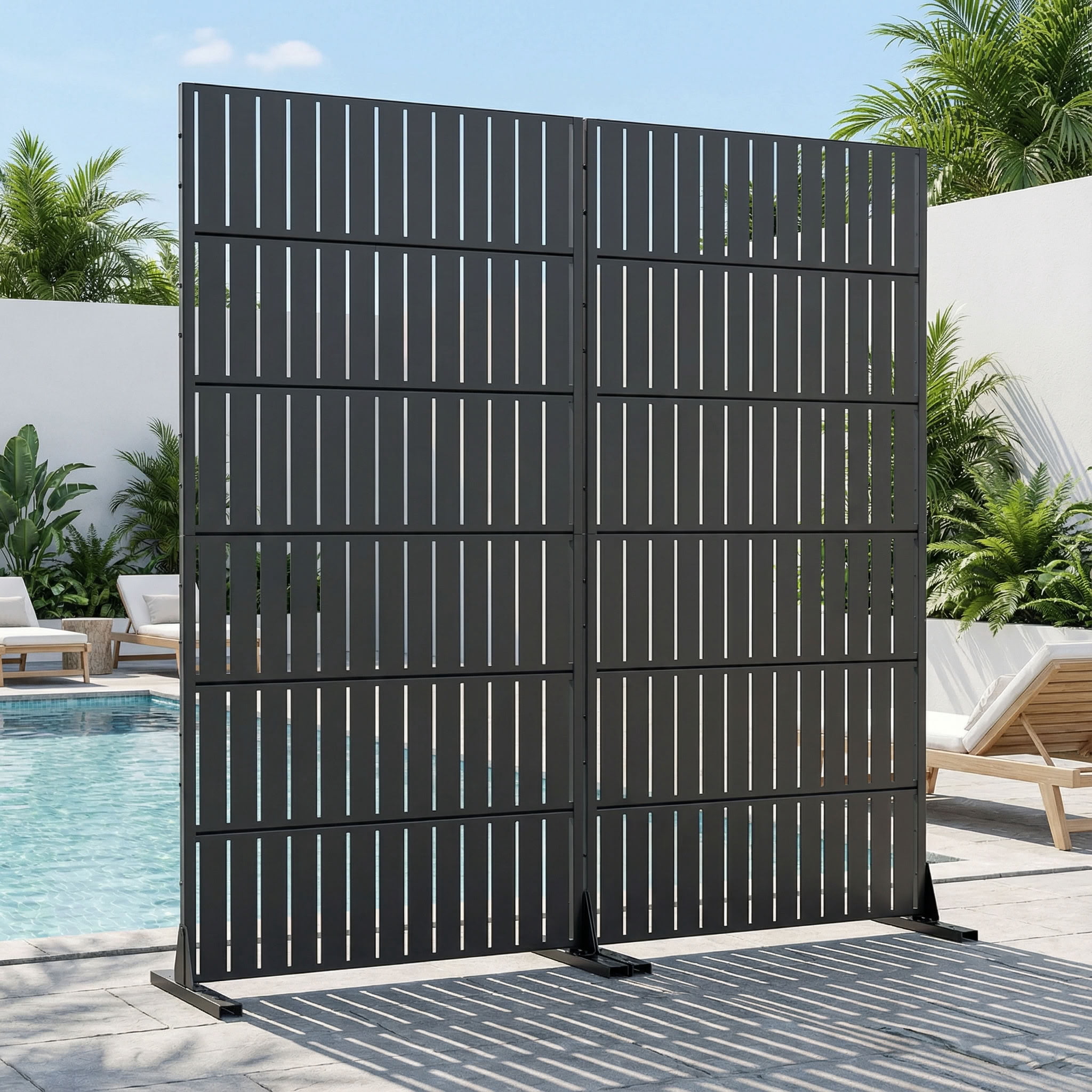 MAYEERTY 72*35in Outdoor Privacy Screen, Tool Free Setup Metal Privacy Panel, Privacy Divider for Patio, Balcony, Garden