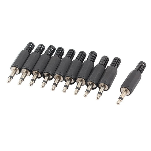 Unique Bargains 10Pcs 3.5mm Mono Male Jack Single Channel Microphone Connector Black