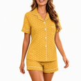 thumbnail image 2 of Women's Polka Dot Button Down Pajama Set Short Sleeve with Shorts Summer Casual Plus Size Sleepwear, 2 of 6
