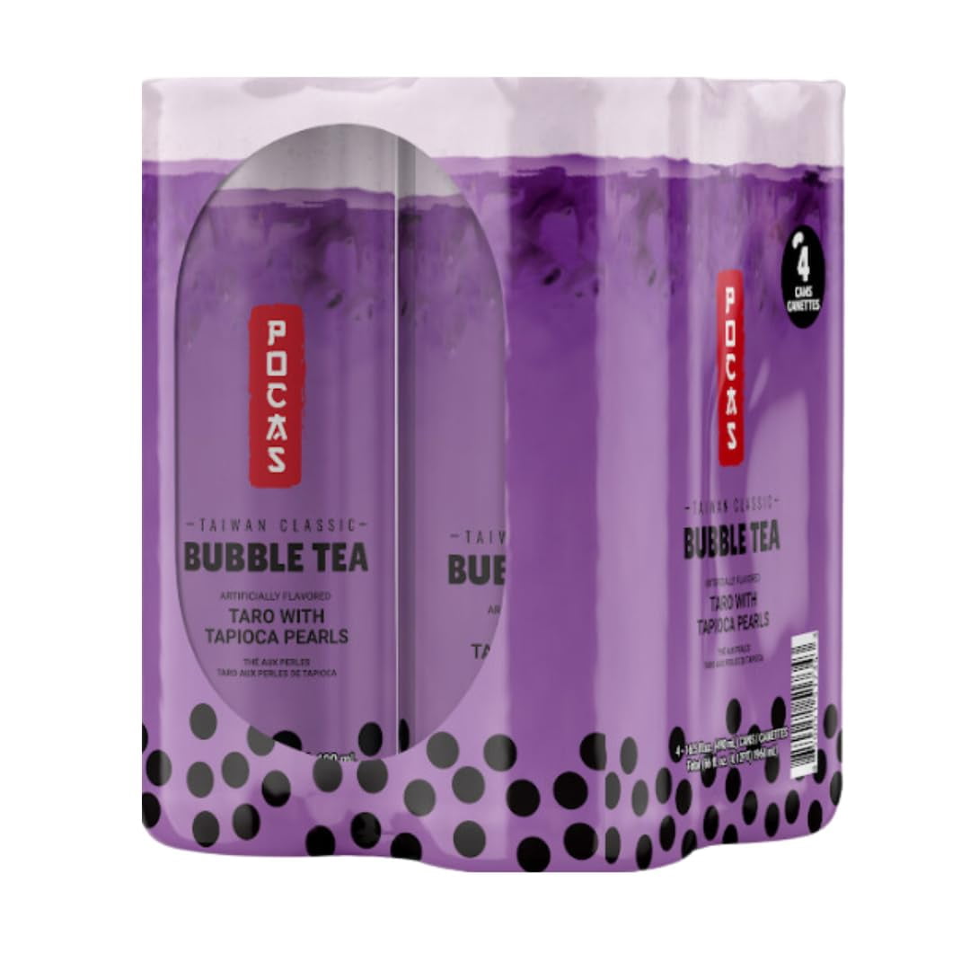 (4 pack) POCAS Bubble Tea, 4 ct, Taro Flavor, Taiwan Classic Milk Tea
