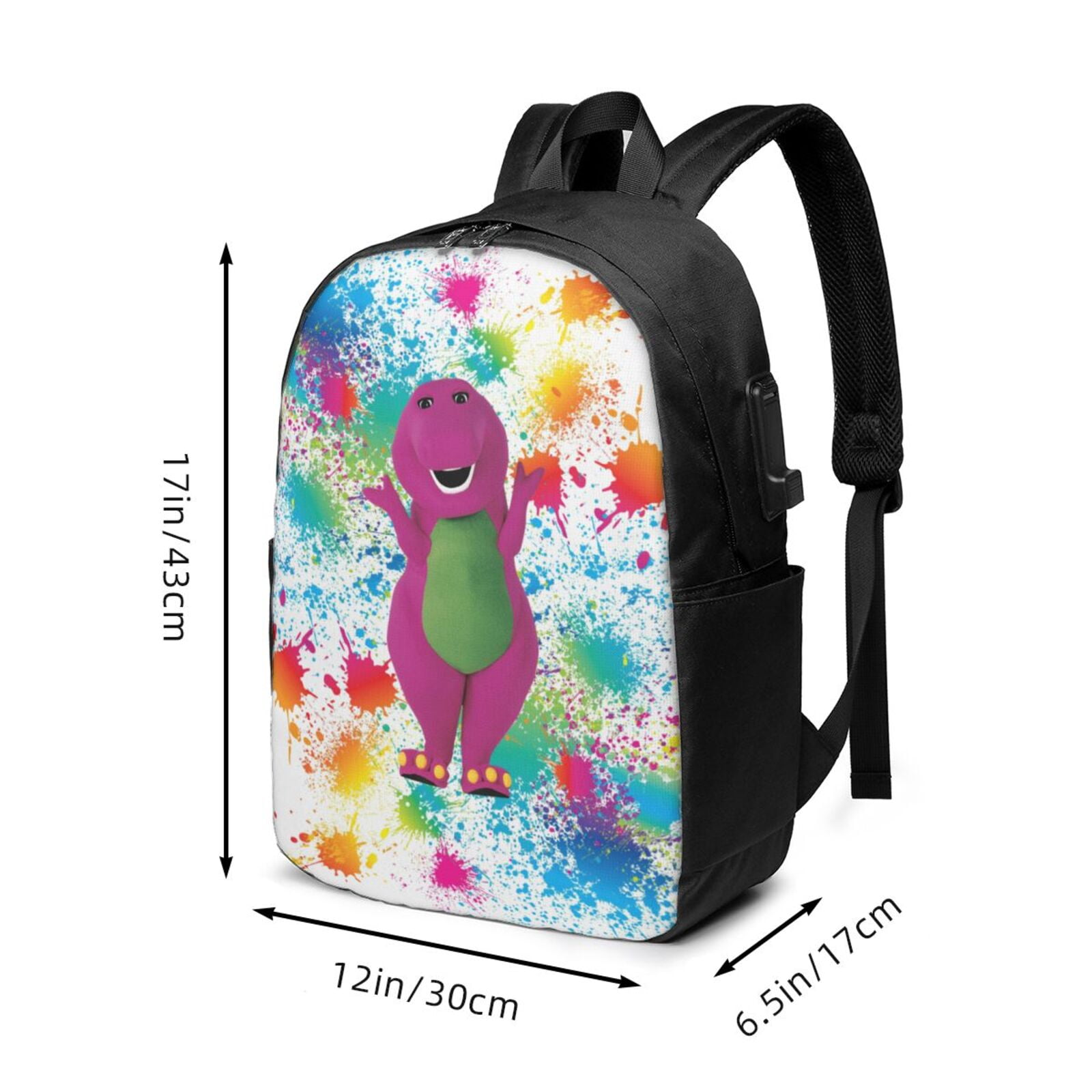 Barney and Friends Backpack Bookbags with USB Charging Port Bag