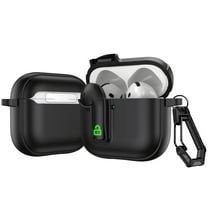 ELEHOLD Double Color Case For Airpods 4th Gen Full Body Protective Case Rugged Cover, with  Headphone - Shaped Safety Lock & KeyChain, Wireless Charging Support, Black