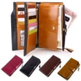 thumbnail image 1 of Womens Wallet RFID Blocking UP Leather Multi Credit Card Large Capacity Zip Around Clutch Travel Purse, 1 of 11