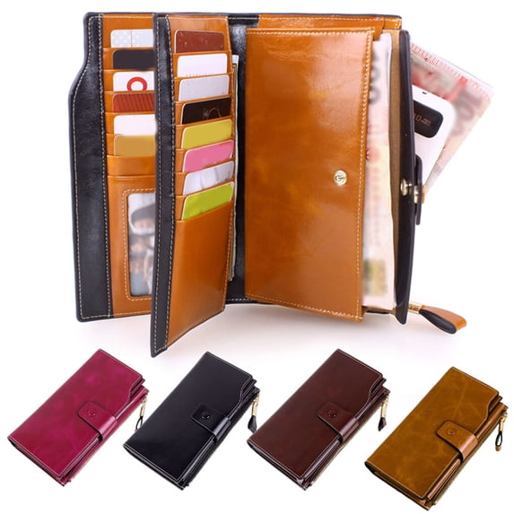 Womens Wallet RFID Blocking UP Leather Multi Credit Card Large Capacity Zip Around Clutch Travel Purse