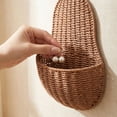 thumbnail image 5 of Handmade Woven Rattan Wall Mounted Storage Basket, Pocket Shape Design, Miscellaneous Organizer for Bathroom, Kitchen, or Entryway, Hanging Basket, 5 of 6