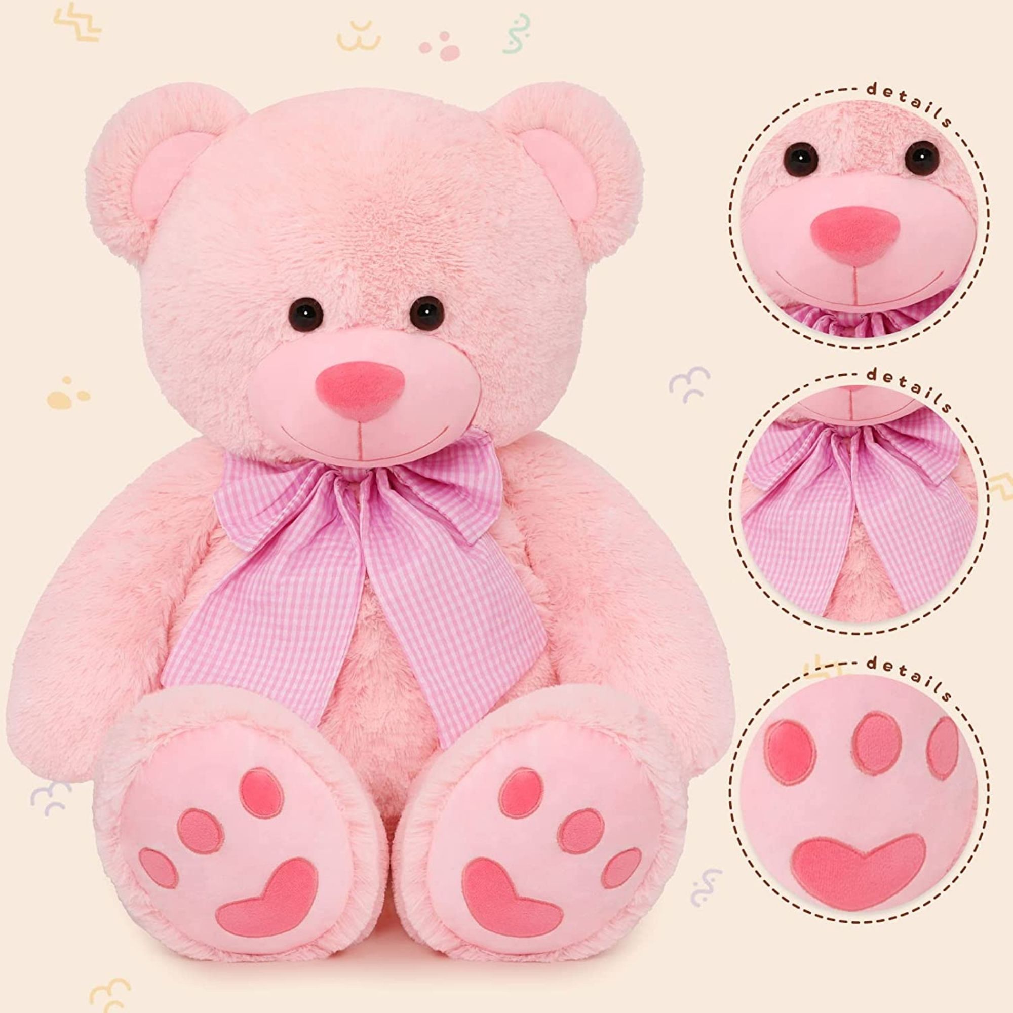 Morismos 4-Foot Pink Giant Teddy Bear Plush photo 6